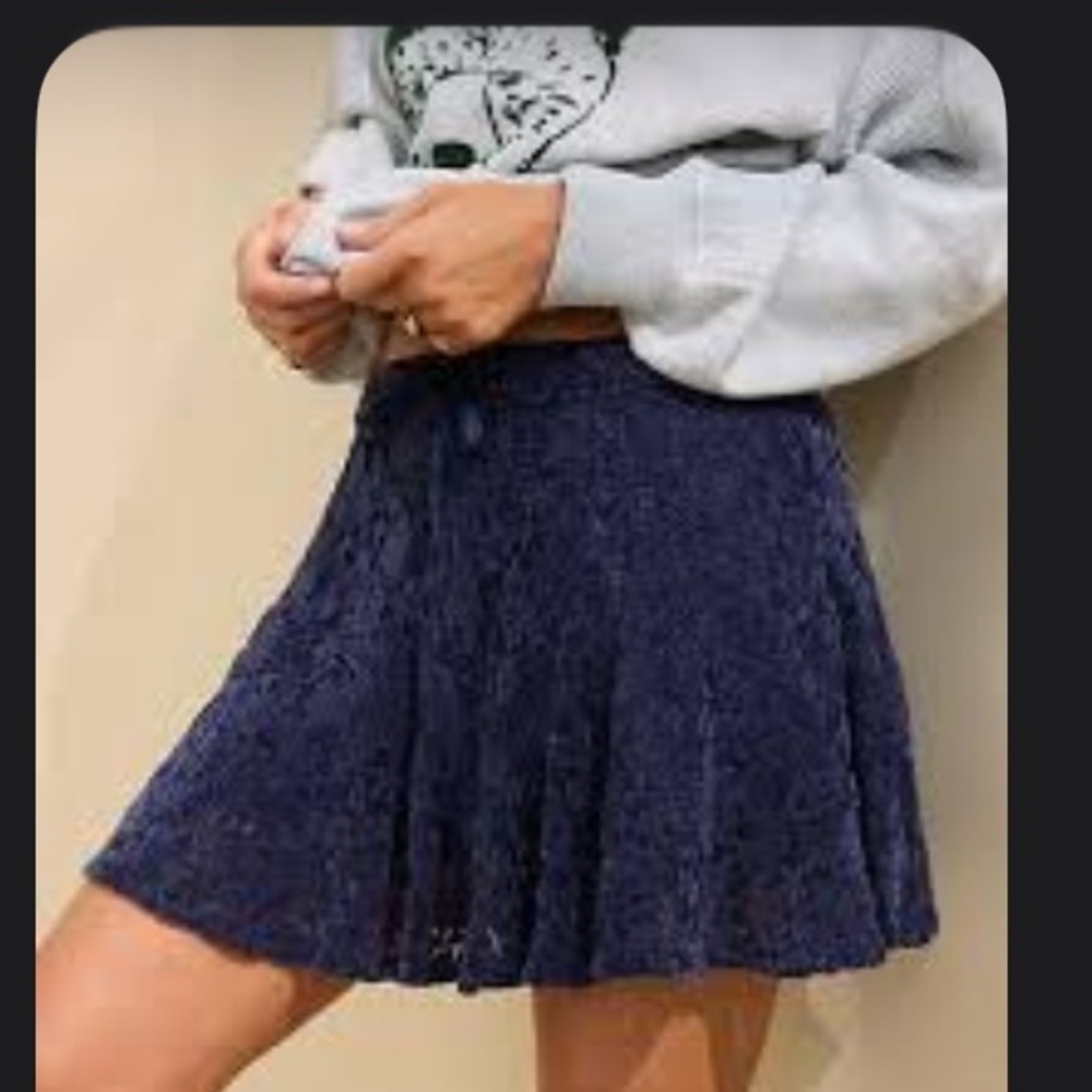 Aerie Midnight Blue Lace Mini Skirt - Picture 2 of 6